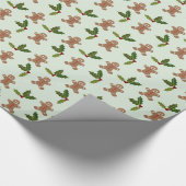 Lebkuchenmänner und Weihnachtsmuster mit Stechpalm Geschenkpapier (Ecke)