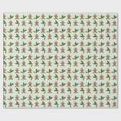 Lebkuchenmänner und Weihnachtsmuster mit Stechpalm Geschenkpapier (Flach)