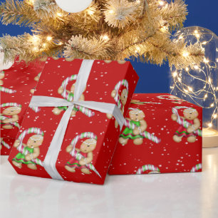 Lebkuchenplätzchen in Schneeflocken Geschenkpapier