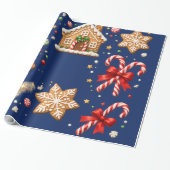 Lebkuchenplätzchen und Zuckerstangen Geschenkpapier (Ungerollt)