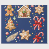 Lebkuchenplätzchen und Zuckerstangen Geschenkpapier (Flach)