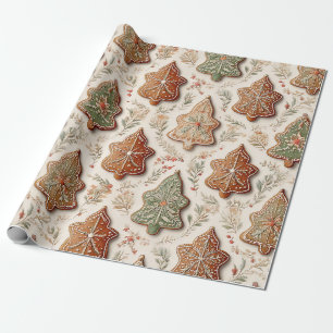 Lebkuchenplätzchen - Weihnachtsbäume & Sterne Geschenkpapier