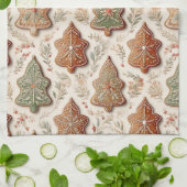 Lebkuchenplätzchen - Weihnachtsbäume & Sterne Geschirrtuch (Gefaltet)