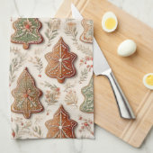 Lebkuchenplätzchen - Weihnachtsbäume & Sterne Geschirrtuch (Viertel Falte)