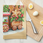 Lebkuchenzug-Feiertagsküchenhandtuch Geschirrtuch (Viertel Falte)
