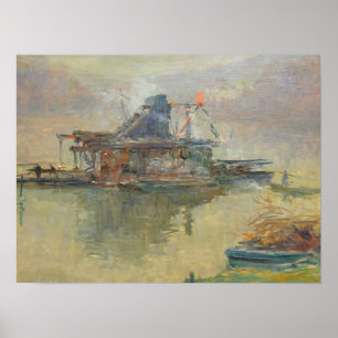 Lebourg - Baggerschiff an der Seine bei Rouen Poster