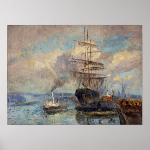 Lebourg - im Hafen von Rouen Poster