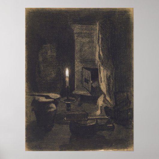 Lebourg - Stillleben mit Kerze Poster (Vorne)