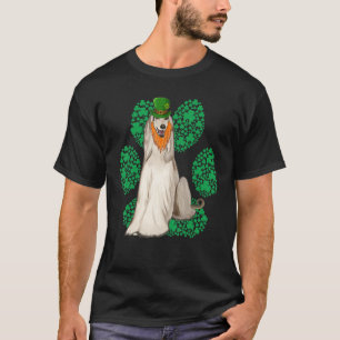 Lebrel Afghan Paw St Patrick's Day Kleeblatt T-Shirt