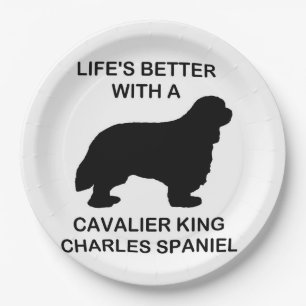 lebt besser mit einem Cavalier König Charles spani Pappteller