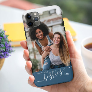Lebt das Besties-Leben Zitat Blau Freunde Foto Case-Mate iPhone Hülle