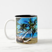 "Lebt das gute Leben!" Zweifarbige Tasse (Links)