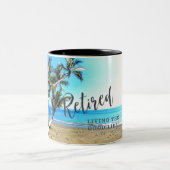 "Lebt das gute Leben!" Zweifarbige Tasse (Mittel)