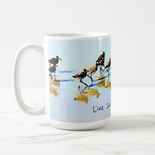 Lebt im Moment~Sandpipers Hilton Head Beach Kaffeetasse (Links)
