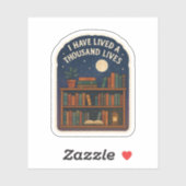 Lebte tausend Leben, Bücherregal Nachthimmel Aufkleber (Blatt)