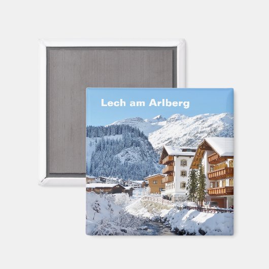 Lech am Arlberg in Österreich - Souvenir Magnet (Vorderseite/Rückseite)