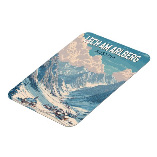 Lech am Arlberg Österreich Illustration Travel Art Magnet (Linke Seite)