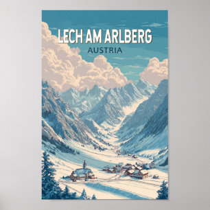 Lech am Arlberg Österreich Illustration Travel Art Poster