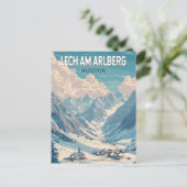 Lech am Arlberg Österreich Illustration Travel Art Postkarte (Stehend Vorderseite)