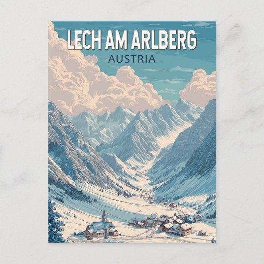Lech am Arlberg Österreich Illustration Travel Art Postkarte (Vorderseite)