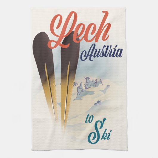 Lech Austria Ski Poster Geschirrtuch (Vertikal)