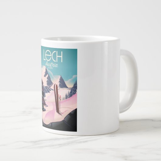 Lech Austria Ski Poster. Jumbo-Tasse (Vorderseite Rechts)