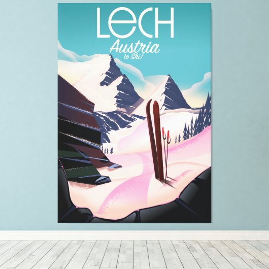Lech Austria Ski Poster. Leinwanddruck (Insitu (Holzboden))