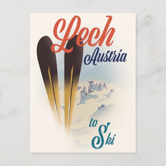 Lech Austria Ski Poster Postkarte (Vorderseite)