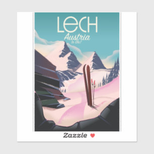 Lech Österreich Ski-Plakat. Aufkleber