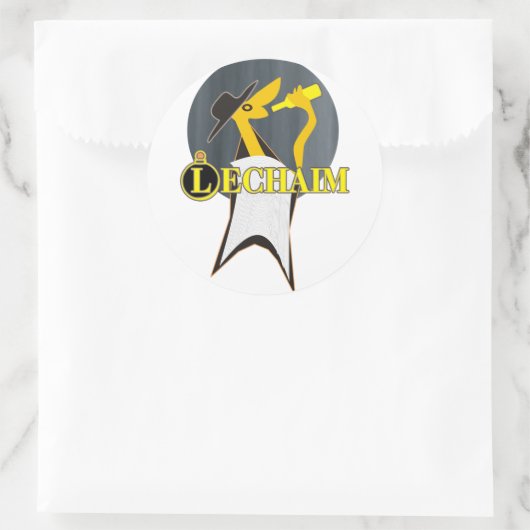 Lechaim Runder Aufkleber (Tasche)