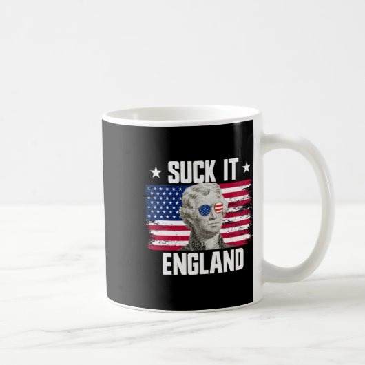 Leck mich England Thomas Jefferson 4. Juli Kaffeetasse (Rechts)