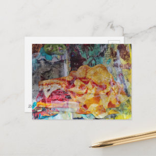 lecker Sandwich und Chips Junk Journal Collage Postkarte