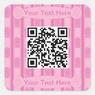 Lecker und Fancy Popcorn QR Code Quadratischer Aufkleber