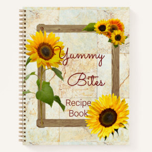 Leckere Bissen Sonnenblumen-Marmor-Rezeptbuch Notizblock