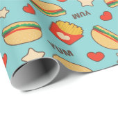 Leckere Cheeseburger u. Pommes-Frites Geschenkpapier (Rolleneckpunkt)