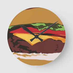 Leckere Cheeseburger-Uhr Runde Wanduhr