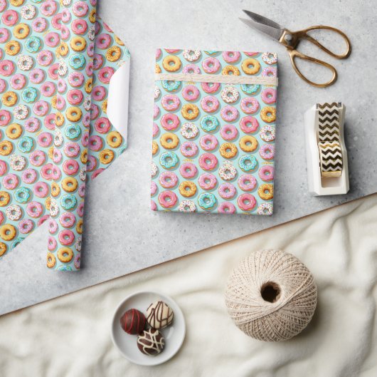 Leckere Cremedonuts blau Geschenkpapier (Kunsthandwerk)