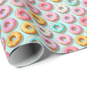 Leckere Cremedonuts blau Geschenkpapier (Rolleneckpunkt)