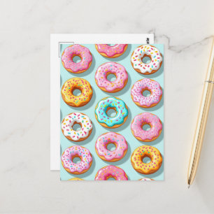 Leckere Cremedonuts blau Postkarte