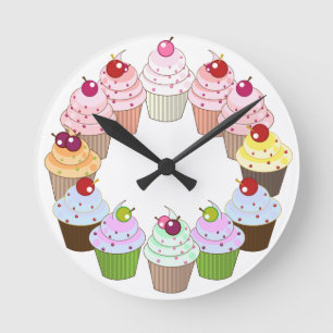Leckere Cupcakes Küchenuhr Runde Wanduhr