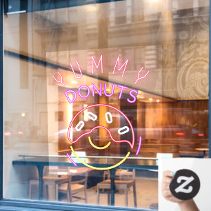 Leckere Donuts Faux Neonlicht Donut-Shop Fensteraufkleber