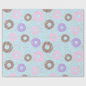 Leckere Donuts Geschenkpapier auf Blau (Flach)