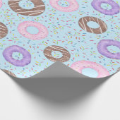 Leckere Donuts Geschenkpapier auf Blau (Ecke)