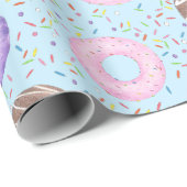 Leckere Donuts Geschenkpapier auf Blau (Rolleneckpunkt)