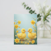Leckere Ducklings unter Daffodien Postkarte (Stehend Vorderseite)