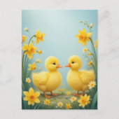Leckere Ducklings unter Daffodien Postkarte (Vorderseite)