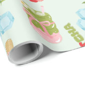 Leckere Erdbeer-Matcha mit Schleife Geschenkpapier (Rolleneckpunkt)
