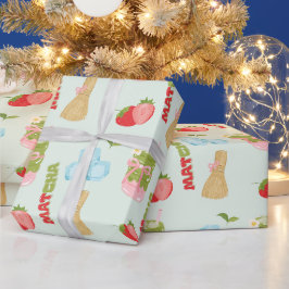 Leckere Erdbeer-Matcha mit Schleife Geschenkpapier