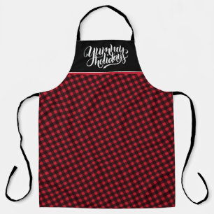 Leckere Feiertage Tartan Schwarz Rot Kariert Typog Schürze