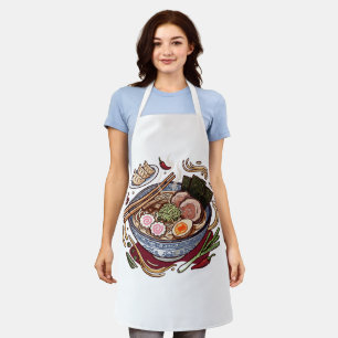 Leckere japanische Ramen und Gyoza-Dumplings. Schürze